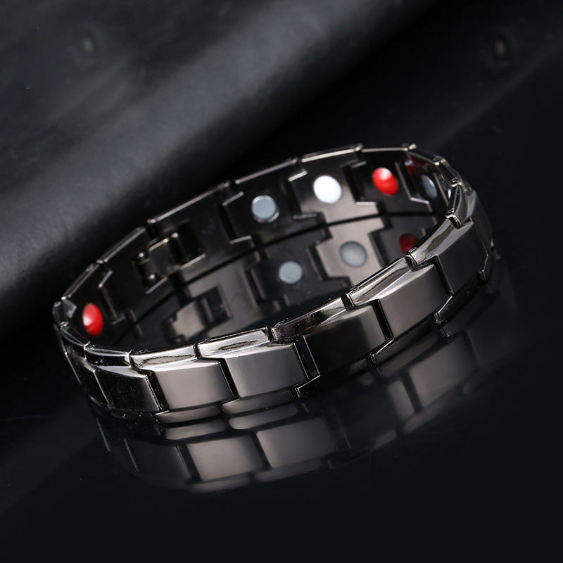 Titanium Alloy steel MAGNETIC THERAPY ENERGY bracelet, Helps with pain management.