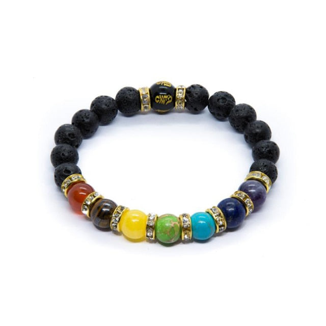 Chakra Oil Diffuser beaded bracelet with Healing energy Handmade with real Natural Crystals and LAVA Stones.