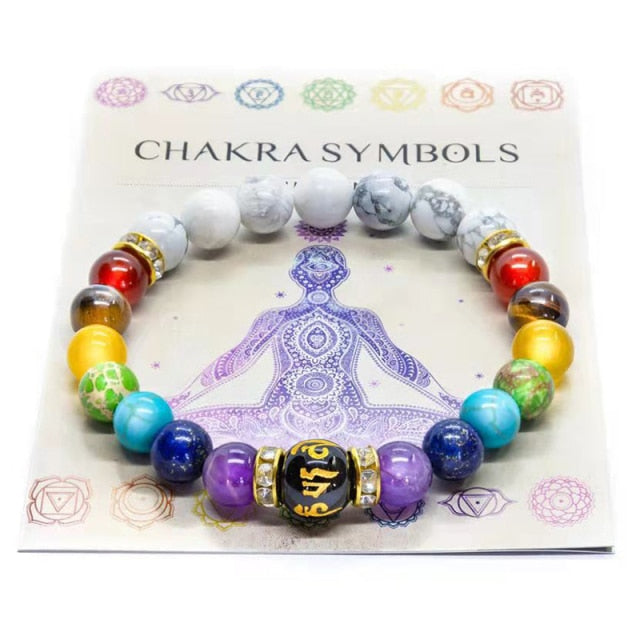 Chakra Oil Diffuser beaded bracelet with Healing energy Handmade with real Natural Crystals and LAVA Stones.