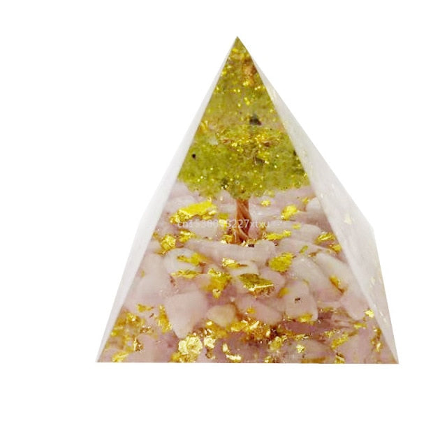 Lovely Tree of Life Orgonite Pyramid Amethyst Peridot Chakra Healing Crystal ☯☮☪