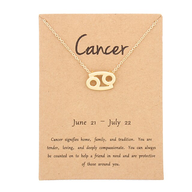 Gold Zodiac Pendant Necklace For Women