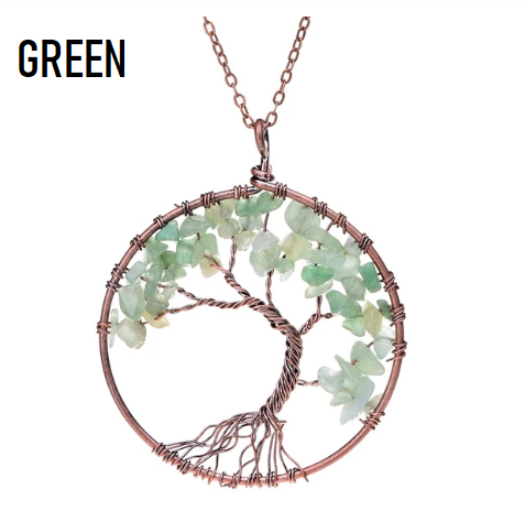 7 Chakra Tree Of Life Pendant Necklace Copper Crystal Natural Stone Necklace Quartz Stones Pendants