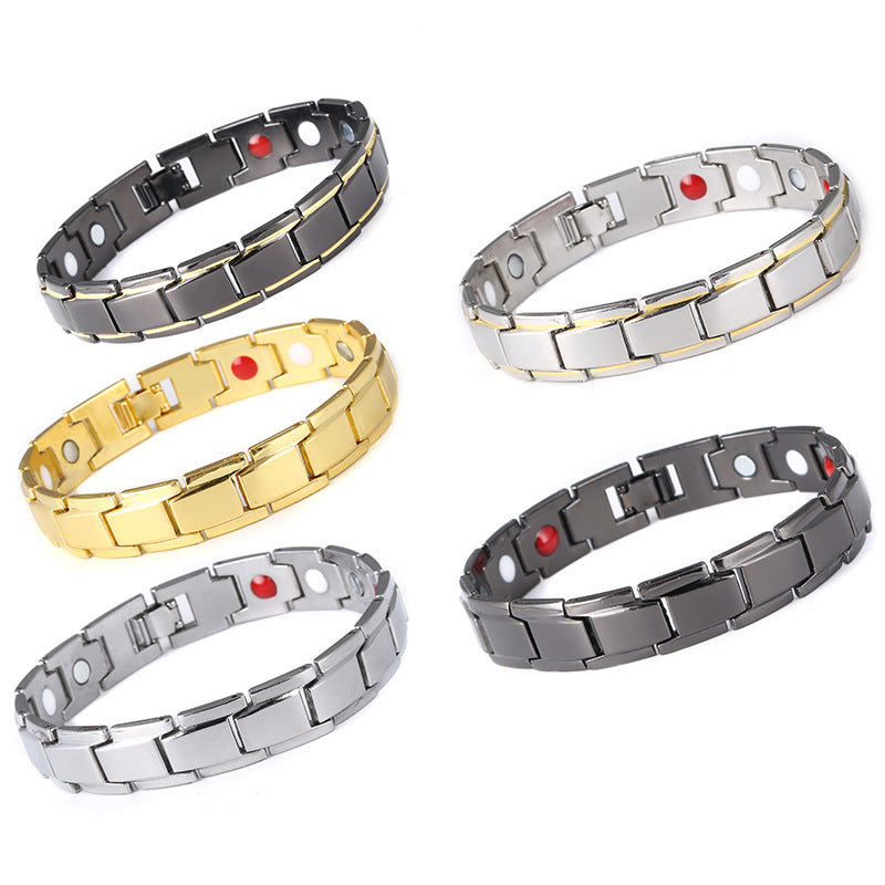 Titanium Alloy steel MAGNETIC THERAPY ENERGY bracelet, Helps with pain management.