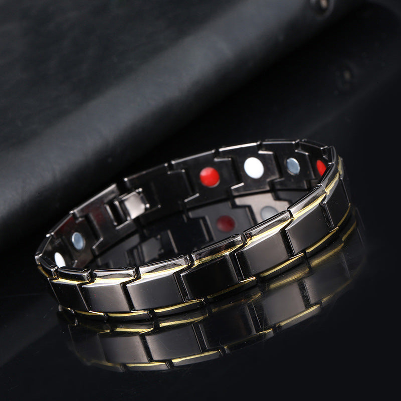 Titanium Alloy steel MAGNETIC THERAPY ENERGY bracelet, Helps with pain management.