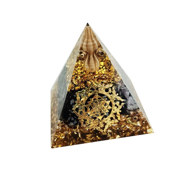 Lovely Tree of Life Orgonite Pyramid Amethyst Peridot Chakra Healing Crystal ☯☮☪