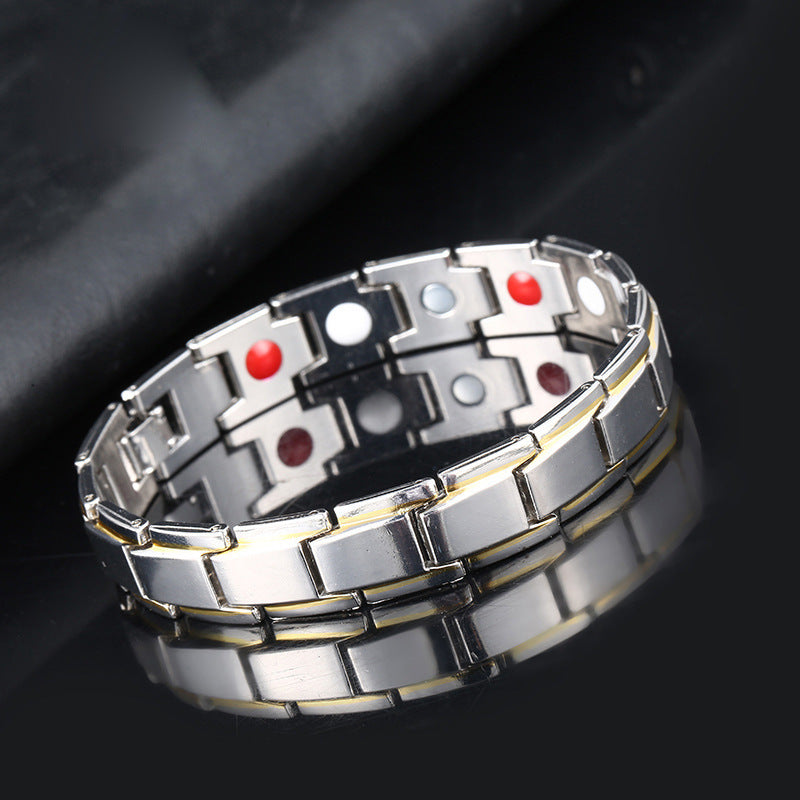 Titanium Alloy steel MAGNETIC THERAPY ENERGY bracelet, Helps with pain management.