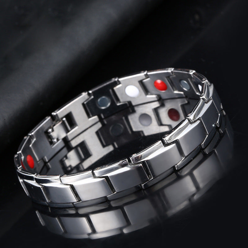 Titanium Alloy steel MAGNETIC THERAPY ENERGY bracelet, Helps with pain management.