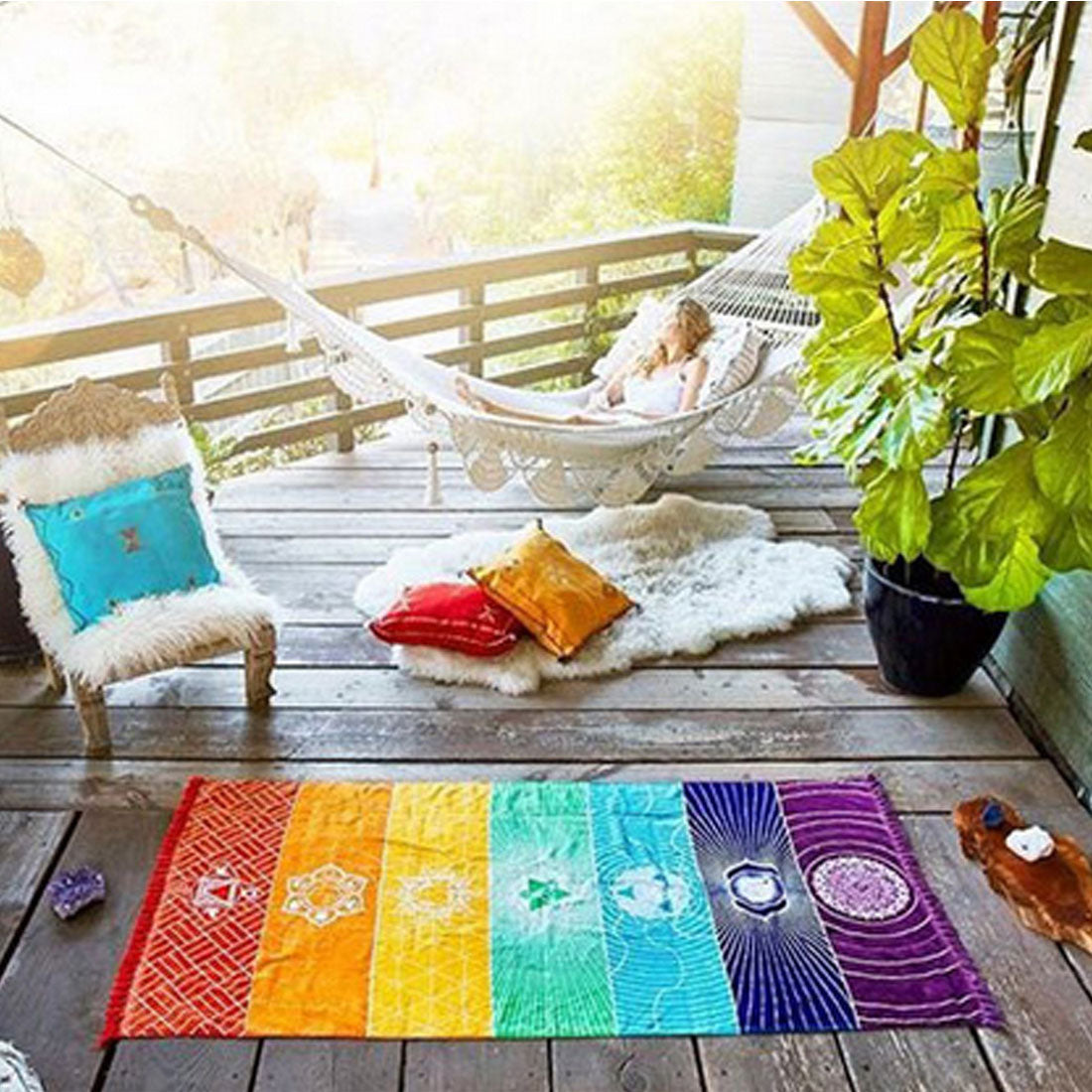 Mandala Indian Rainbow 7 Chakra Tapestry