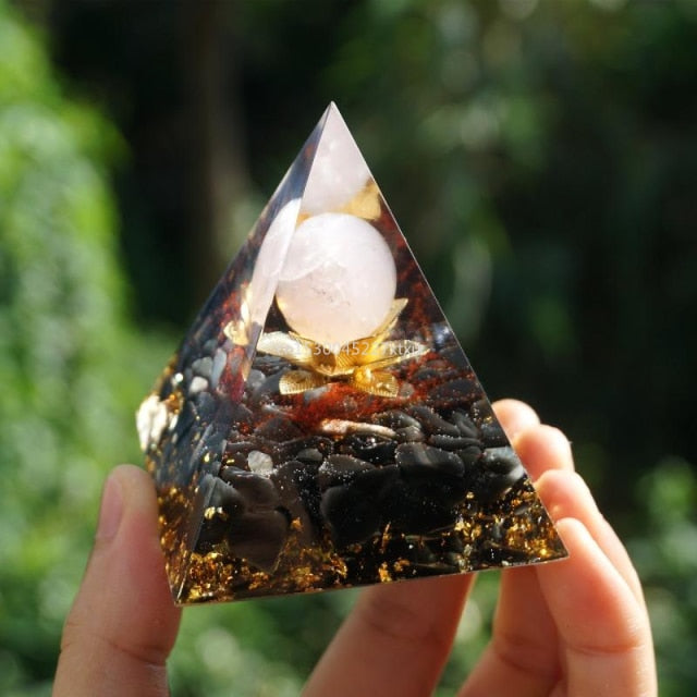 Lovely Tree of Life Orgonite Pyramid Amethyst Peridot Chakra Healing Crystal ☯☮☪