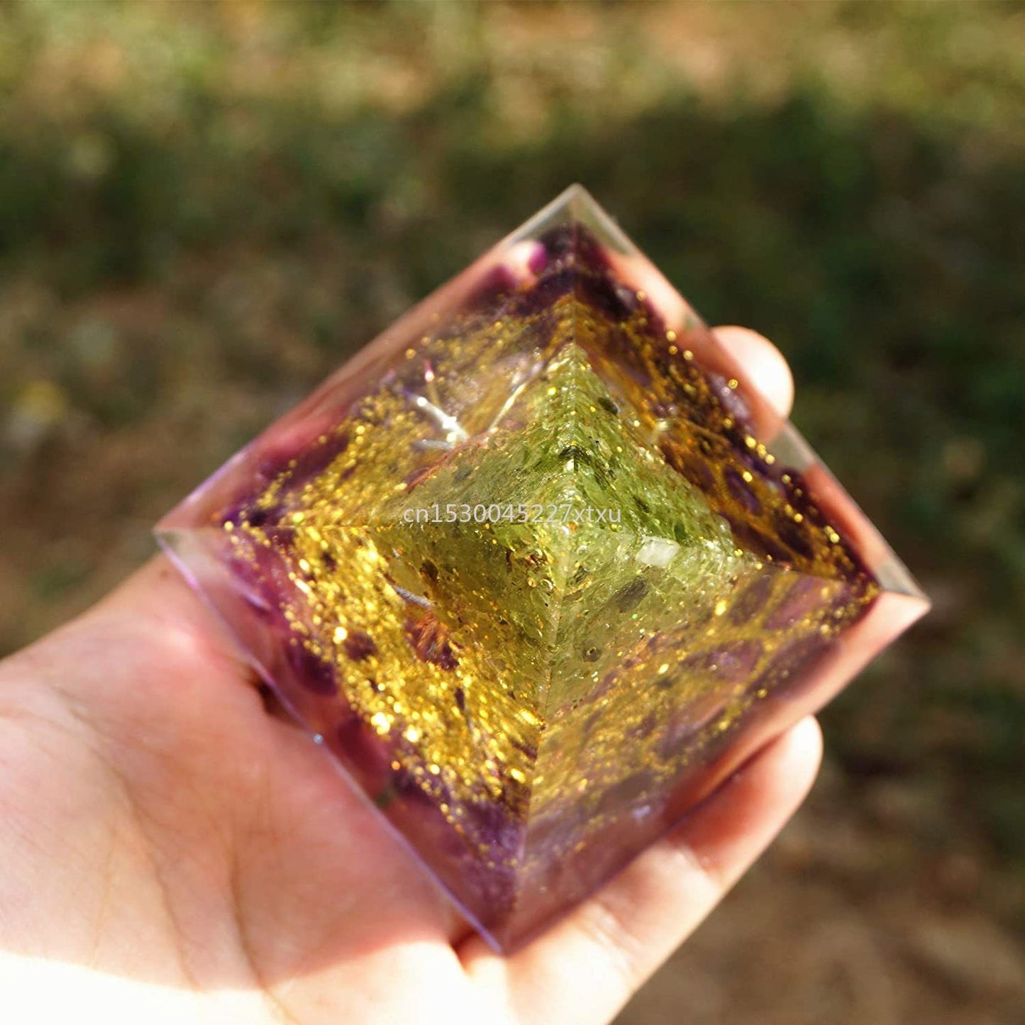 Lovely Tree of Life Orgonite Pyramid Amethyst Peridot Chakra Healing Crystal ☯☮☪