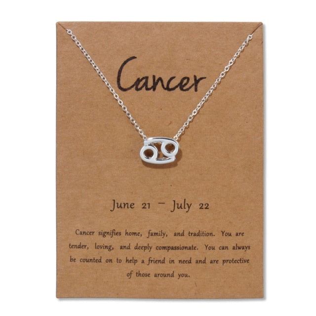 Gold Zodiac Pendant Necklace For Women