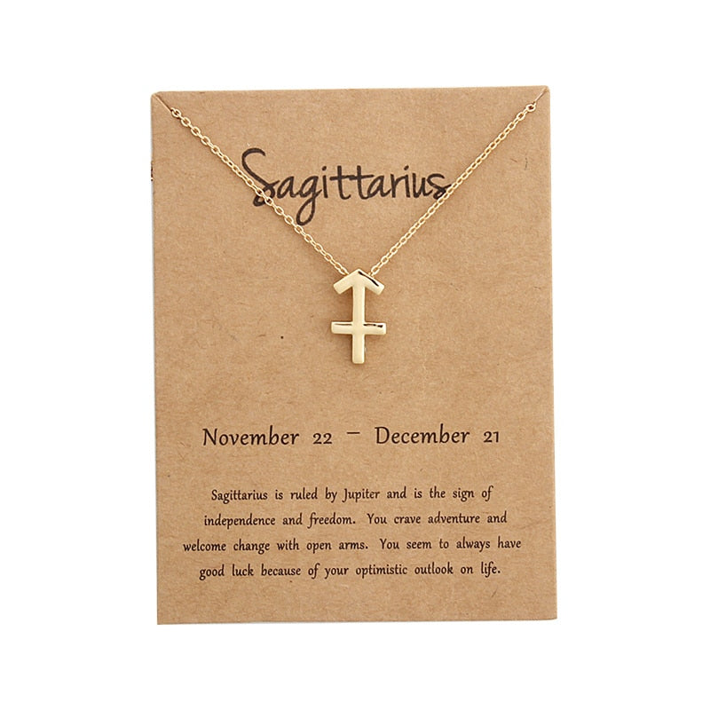 Gold Zodiac Pendant Necklace For Women