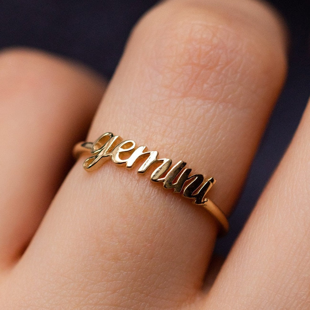 Minimalist thin Open Gold 12 Star Signs Finger Rings Birthday Friendship Jewelry Gift  Personality Custom Zodiac Rings For Women