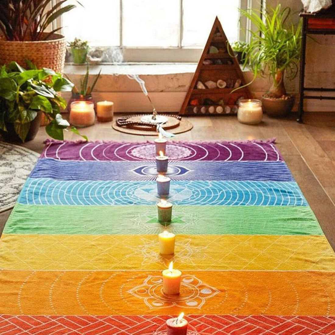 Mandala Indian Rainbow 7 Chakra Tapestry