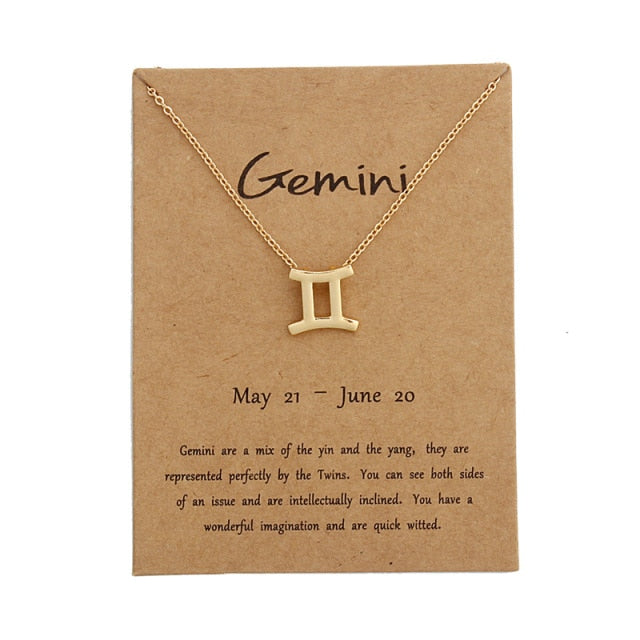 Gold Zodiac Pendant Necklace For Women