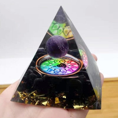 Lovely Tree of Life Orgonite Pyramid Amethyst Peridot Chakra Healing Crystal ☯☮☪