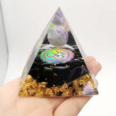 Lovely Tree of Life Orgonite Pyramid Amethyst Peridot Chakra Healing Crystal ☯☮☪