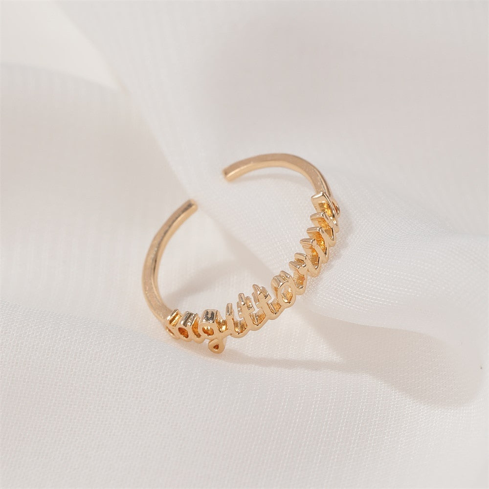 Minimalist thin Open Gold 12 Star Signs Finger Rings Birthday Friendship Jewelry Gift  Personality Custom Zodiac Rings For Women