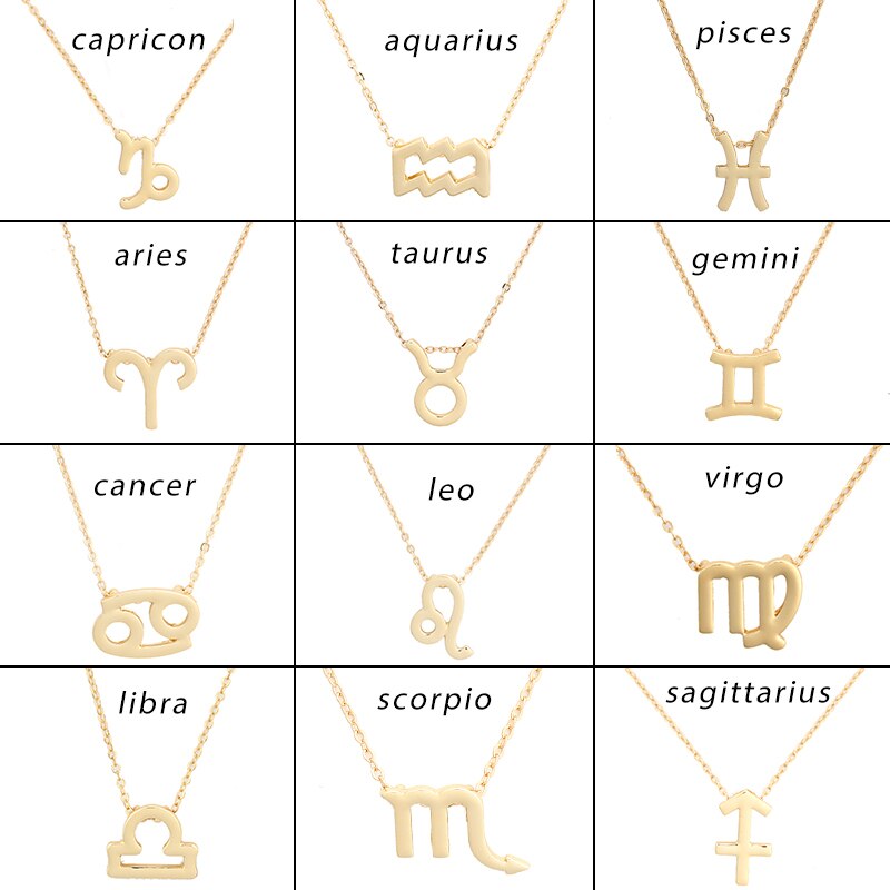 Gold Zodiac Pendant Necklace For Women