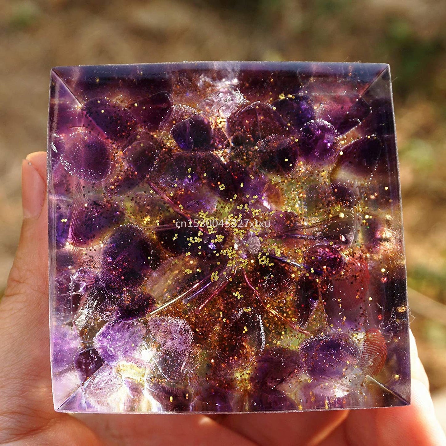 Lovely Tree of Life Orgonite Pyramid Amethyst Peridot Chakra Healing Crystal ☯☮☪