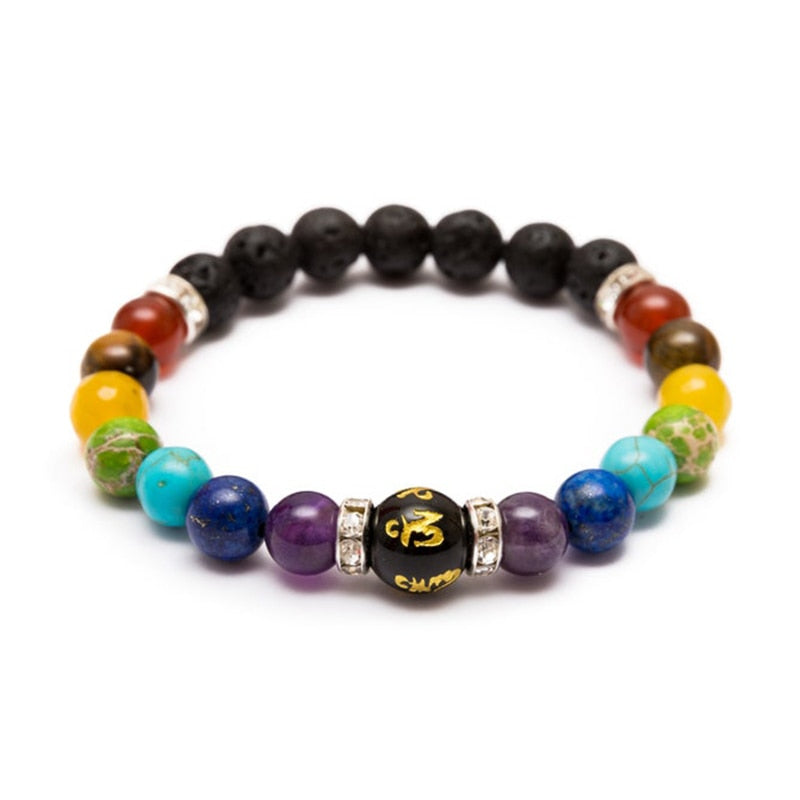 Chakra Oil Diffuser beaded bracelet with Healing energy Handmade with real Natural Crystals and LAVA Stones.