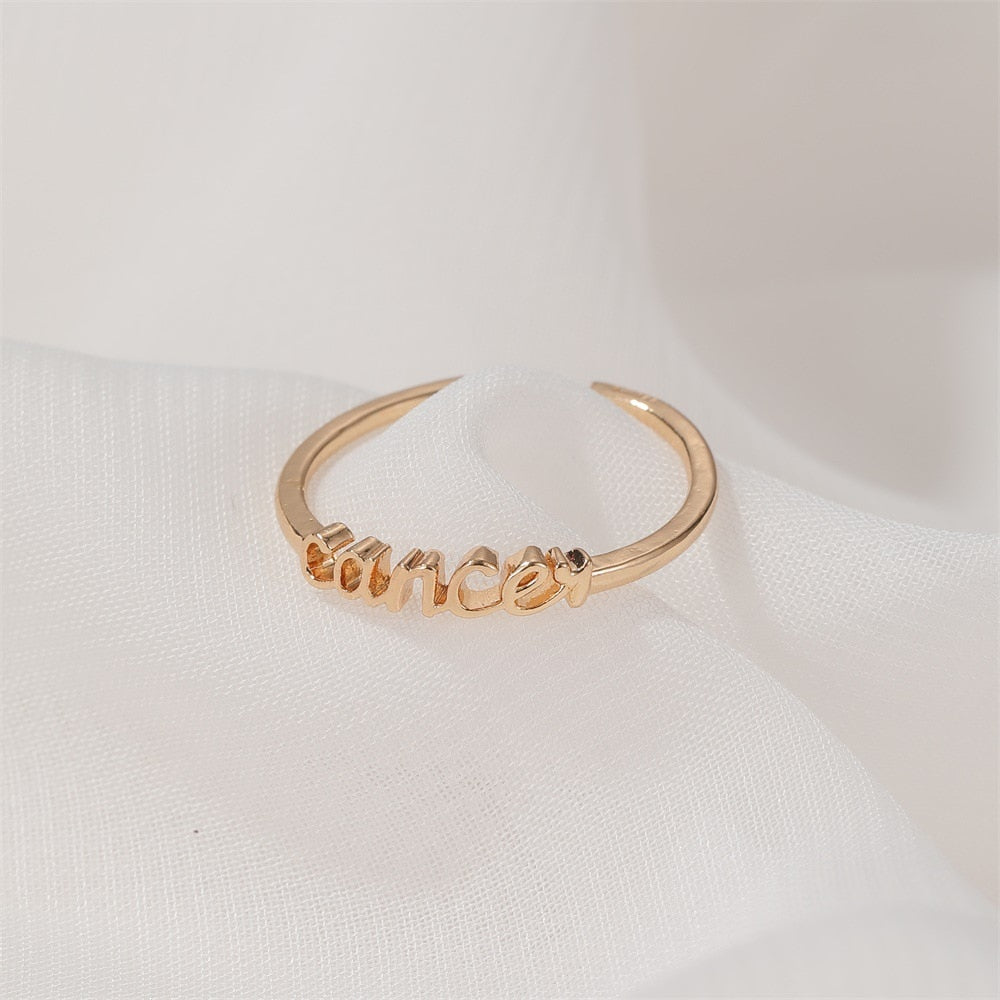 Minimalist thin Open Gold 12 Star Signs Finger Rings Birthday Friendship Jewelry Gift  Personality Custom Zodiac Rings For Women