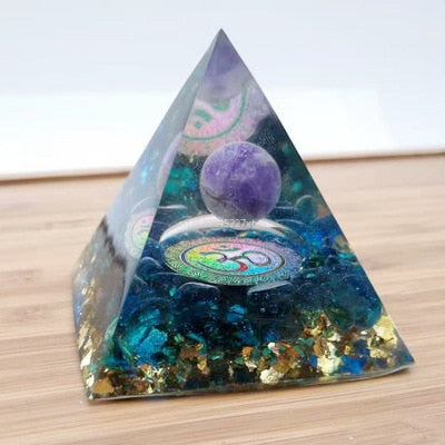 Lovely Tree of Life Orgonite Pyramid Amethyst Peridot Chakra Healing Crystal ☯☮☪