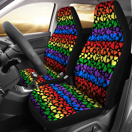 Rainbow Hearts Seat Covers Any Car Adjustable