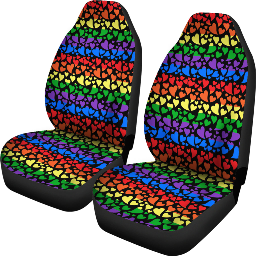 Rainbow Hearts Seat Covers Any Car Adjustable