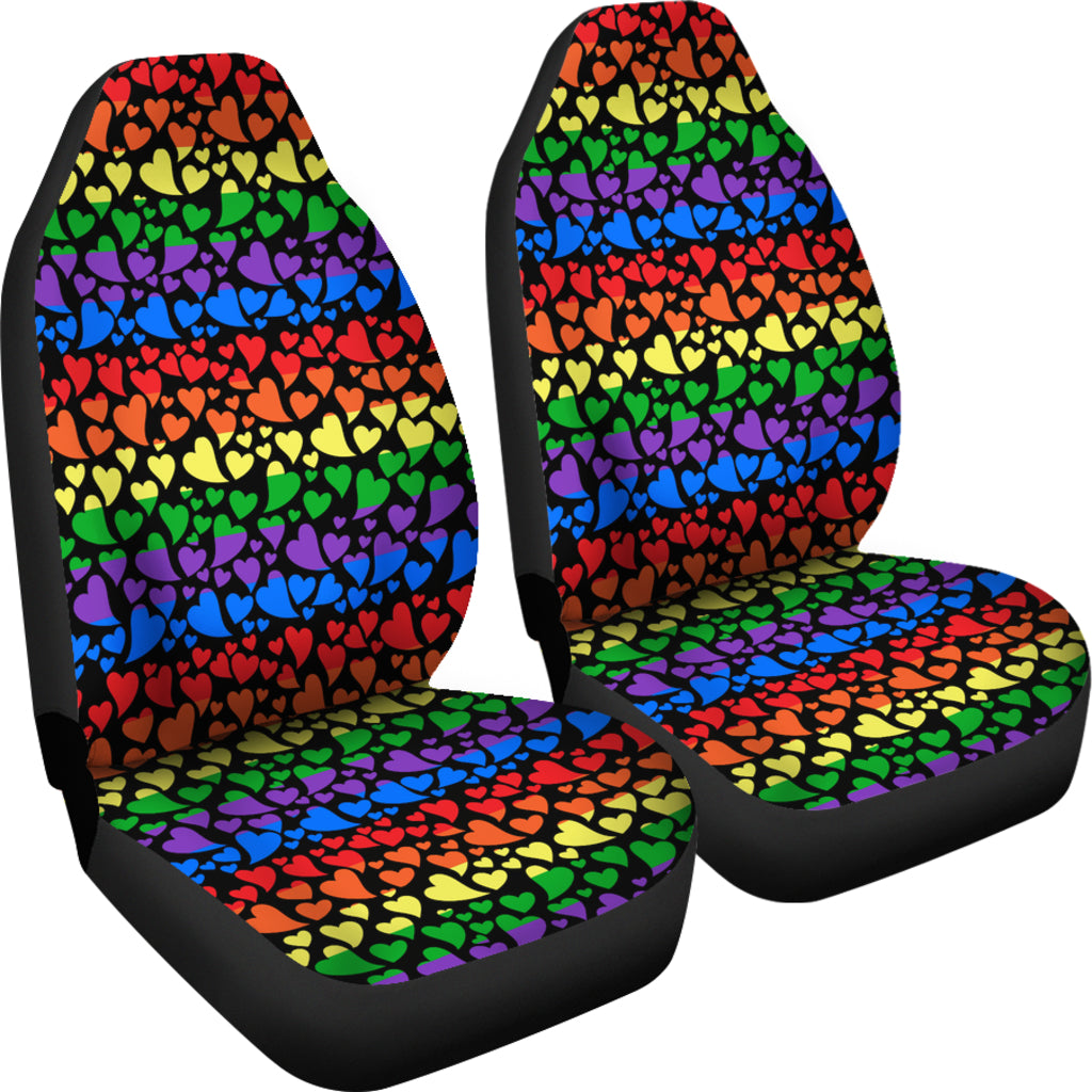 Rainbow Hearts Seat Covers Any Car Adjustable